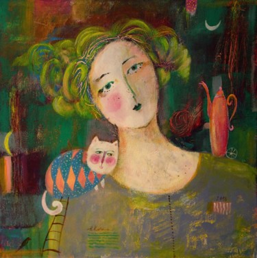 Painting titled "Wiosenna melancholia" by Hanna Kotewicz, Original Artwork, Acrylic