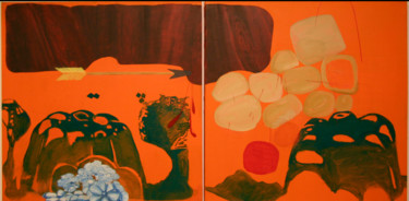 Pintura intitulada "blood and arrows" por Hilary Maslon, Obras de arte originais, Acrílico