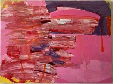 Painting titled "Collapse.pink" by Hilary Maslon, Original Artwork, Acrylic Mounted on Wood Stretcher frame