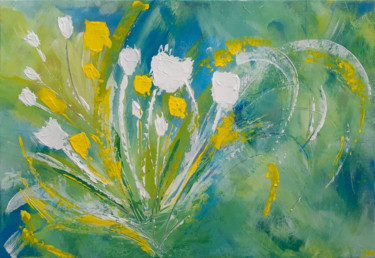 Painting titled "Le bouquet" by Helena Monniello, Original Artwork, Acrylic Mounted on Wood Stretcher frame