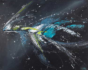Painting titled "Galactica" by Helena Monniello, Original Artwork, Acrylic Mounted on Wood Stretcher frame