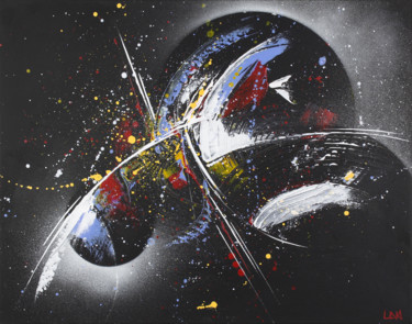 Painting titled "Dans les étoiles" by Helena Monniello, Original Artwork, Acrylic Mounted on Wood Stretcher frame