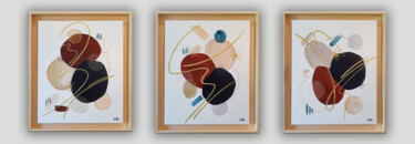 Painting titled "Triptyque origines" by Helena Monniello, Original Artwork, Acrylic Mounted on Wood Stretcher frame