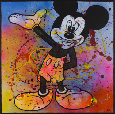 Painting titled "MickeyM" by Helena Monniello, Original Artwork, Spray paint Mounted on Wood Stretcher frame