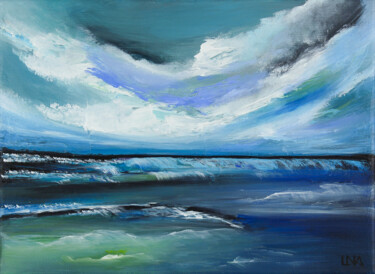Painting titled "Sortie en mer" by Helena Monniello, Original Artwork, Acrylic Mounted on Wood Stretcher frame