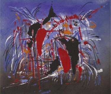Peinture intitulée "Feu d'Artifice" par H . Mortazavi, Œuvre d'art originale, Huile