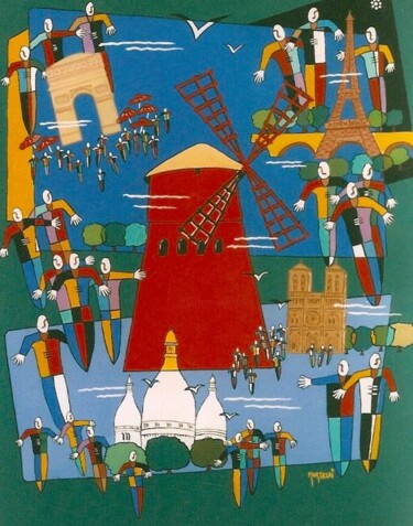 Картина под названием "PARIS ESTIVALE" - H . Mortazavi, Подлинное произведение искусства, Масло
