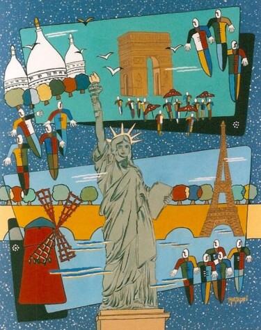 Peinture intitulée "PARIS HIVERNALE" par H . Mortazavi, Œuvre d'art originale, Huile