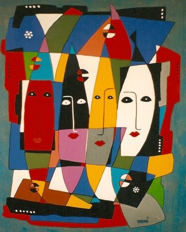 Картина под названием "Le Bambole" - H . Mortazavi, Подлинное произведение искусства, Масло