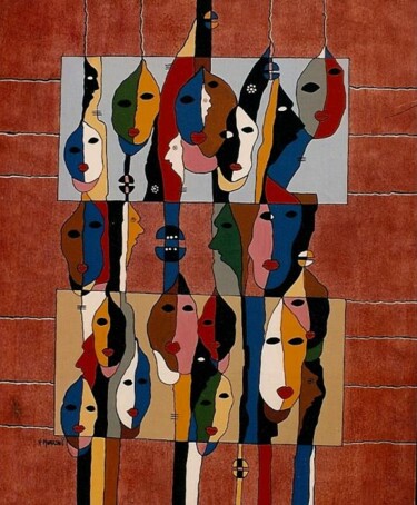 Картина под названием "Le Fantoche" - H . Mortazavi, Подлинное произведение искусства, Масло