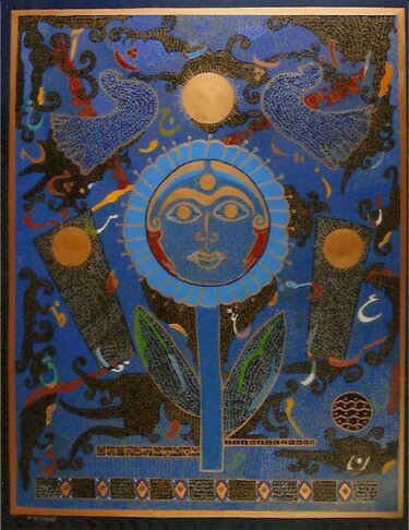 Peinture intitulée "Madame Soleil" par H . Mortazavi, Œuvre d'art originale, Acrylique