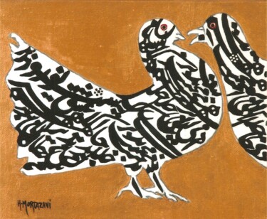 Painting titled "Deux Oiseaux" by H . Mortazavi, Original Artwork, Acrylic
