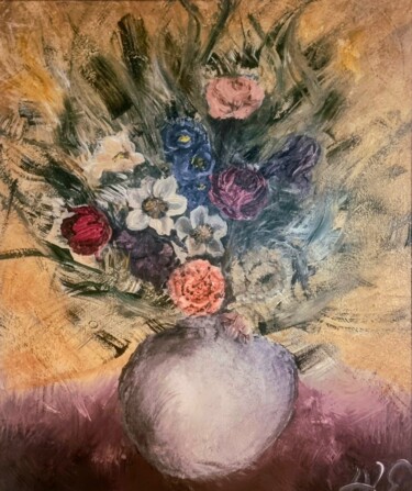 Painting titled "Bouquet" by H2e, Original Artwork, Acrylic Mounted on Other rigid panel