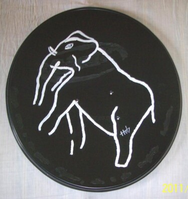 Peinture intitulée "L'ELEPHANT INSURGE" par Hab Le Hibou, Œuvre d'art originale