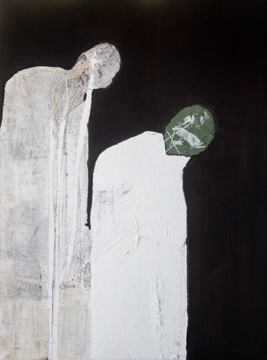 Painting titled "De Blanc et de Vert" by Habib Hasnaoui, Original Artwork, Acrylic