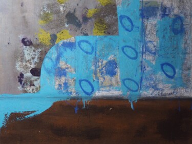 Painting titled "Trace Bleu" by Habib Hasnaoui, Original Artwork, Acrylic