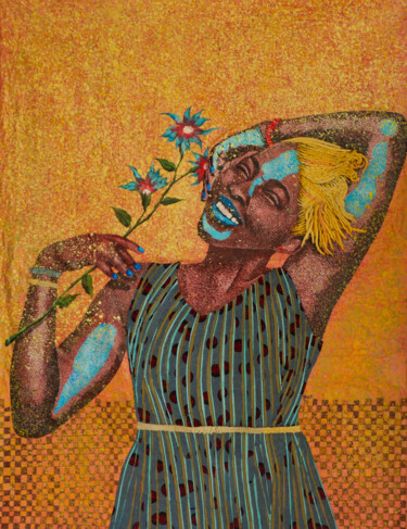 Ζωγραφική με τίτλο "Sans titre" από Habibatou Yaye Keita, Αυθεντικά έργα τέχνης, Ακρυλικό Τοποθετήθηκε στο Ξύλινο φορείο σκε…