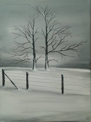 Painting titled "Hiver 30" by Habyxart, Original Artwork, Acrylic