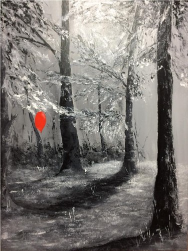 Malarstwo zatytułowany „Petit ballon rouge” autorstwa Habyxart, Oryginalna praca, Akryl