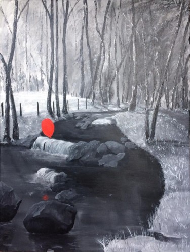 Peinture intitulée "Petit ballon rouge…" par Habyxart, Œuvre d'art originale, Acrylique