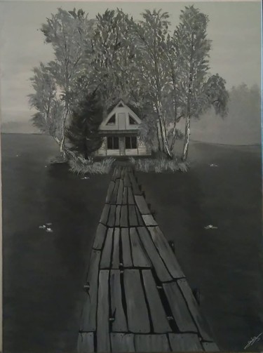 Malerei mit dem Titel "La maison" von Habyxart, Original-Kunstwerk, Acryl