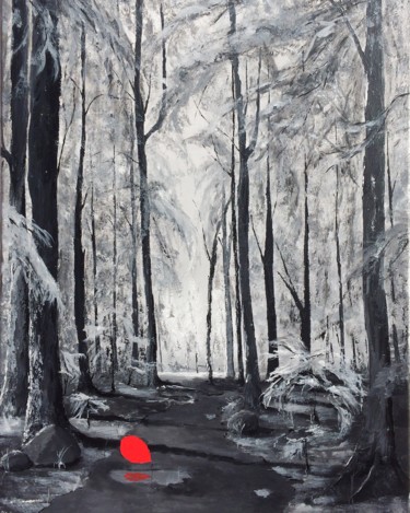 Peinture intitulée "Petit ballon rouge 4" par Habyxart, Œuvre d'art originale, Acrylique
