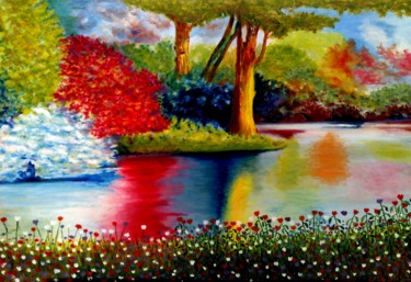 Peinture intitulée "Eden" par Biskoas, Œuvre d'art originale, Huile