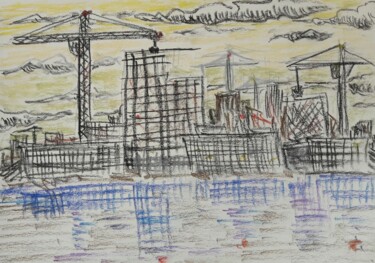 Dessin intitulée "Dark cities  #02" par Herve L (Achel), Œuvre d'art originale, Crayon