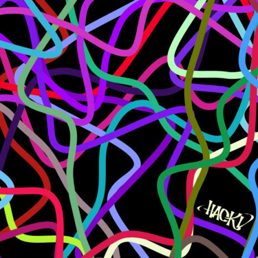 Arts numériques intitulée "HACKD colorful pipe…" par Hackdbrain, Œuvre d'art originale, Peinture numérique Monté sur Plexigl…