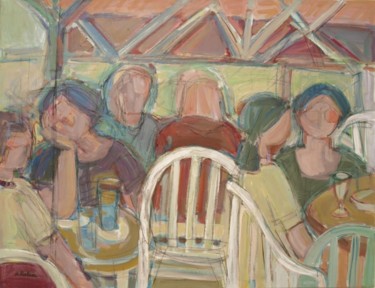 Painting titled "coffee shop 6" by Hadara Rotem, Original Artwork, Acrylic