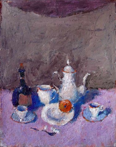 Картина под названием "Coffee and orange" - Valeri Hadeev, Подлинное произведение искусства