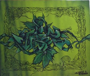 Peinture intitulée "vegetal graffiti" par Hadjaz, Œuvre d'art originale, Huile