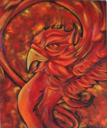 Peinture intitulée "phoenix renaissance" par Hadjaz, Œuvre d'art originale, Huile