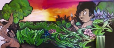 Peinture intitulée "la jungle de chez o…" par Hadjaz, Œuvre d'art originale, Huile