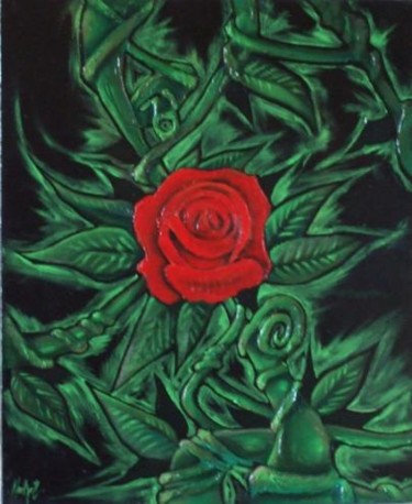 Peinture intitulée "rose sauvage" par Hadjaz, Œuvre d'art originale, Huile