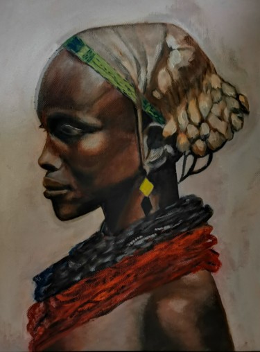 제목이 "Femme africaine"인 미술작품 Sofiane Hadji로, 원작, 기름
