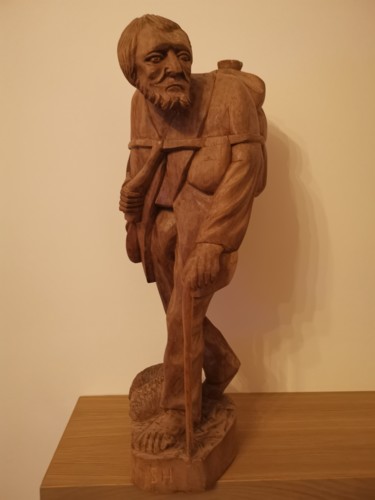 Sculpture intitulée "Vieux errant" par Sofiane Hadji, Œuvre d'art originale, Bois