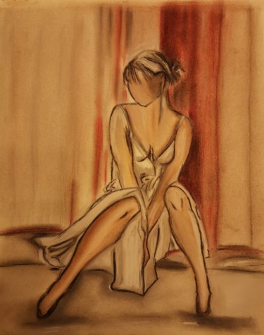 Peinture intitulée "Tristesse" par Sofiane Hadji, Œuvre d'art originale, Pastel