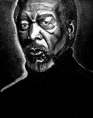 Tekening getiteld "Morgan Freeman" door Sofiane Hadji, Origineel Kunstwerk, Potlood