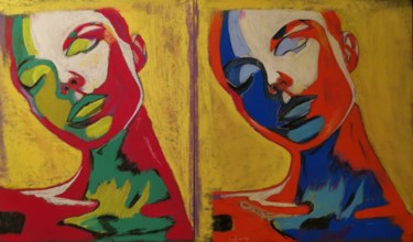 Drawing titled "Double face" by Sofiane Hadji, Original Artwork, Pastel