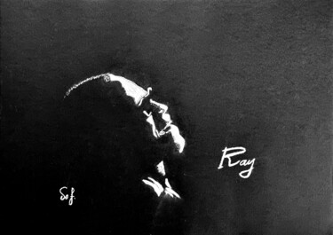 Dessin intitulée "Ray Charles" par Sofiane Hadji, Œuvre d'art originale, Pastel