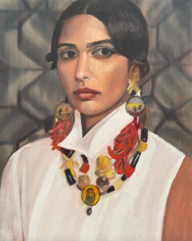 Peinture intitulée "Tout en beauté" par Sofiane Hadji, Œuvre d'art originale, Huile Monté sur Châssis en bois