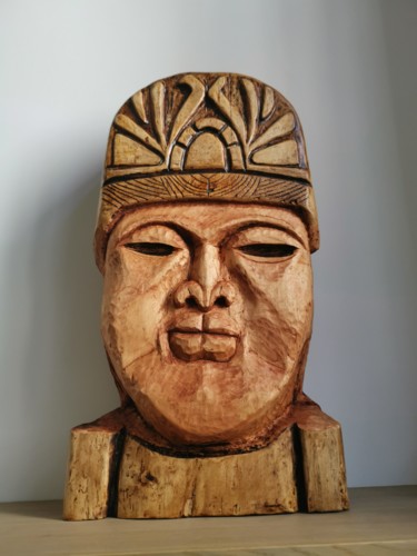 Sculpture titled "Reine ou Roi ?" by Sofiane Hadji, Original Artwork, Wood