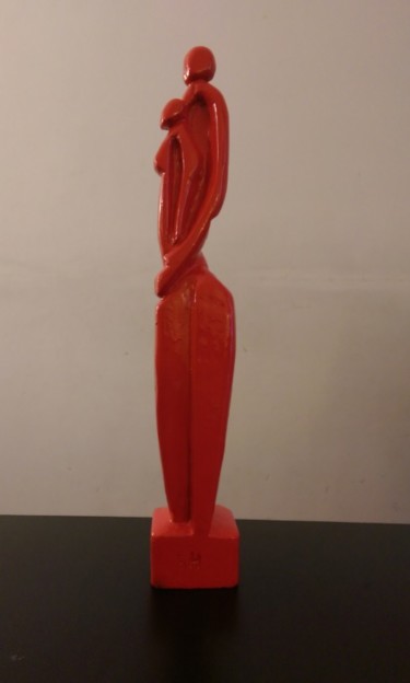 Sculpture intitulée "Mére et enfant" par Sofiane Hadji, Œuvre d'art originale, Bois