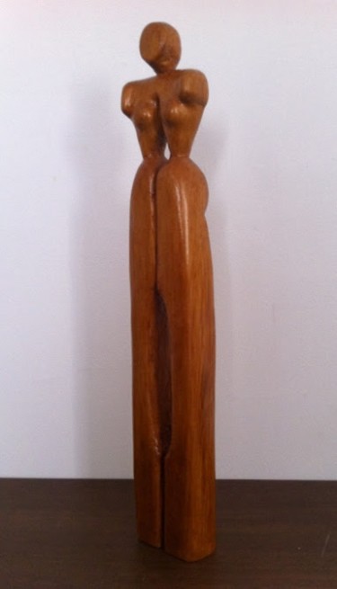 Скульптура под названием "L'inachevée" - Sofiane Hadji, Подлинное произведение искусства, Дерево