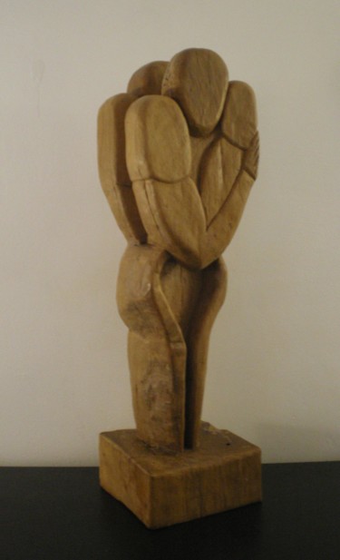 Скульптура под названием "Double je" - Sofiane Hadji, Подлинное произведение искусства, Дерево