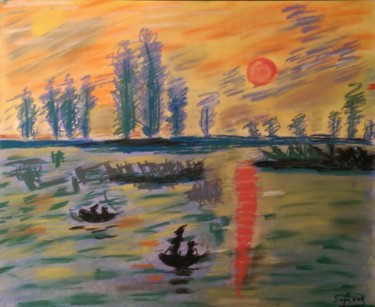 Peinture intitulée "Un soupçon de Monet…" par Sofiane Hadji, Œuvre d'art originale, Huile