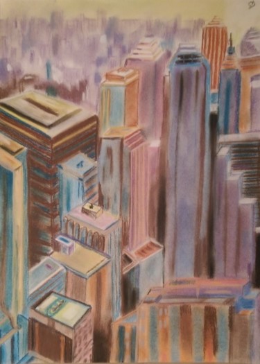 Dessin intitulée "City of dream, No a…" par Sofiane Hadji, Œuvre d'art originale, Pastel