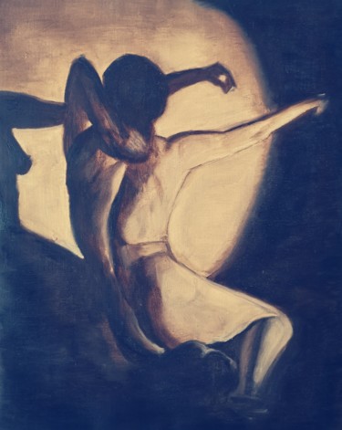 Painting titled "Pose" by Sofiane Hadji, Original Artwork, Oil Mounted on Wood Stretcher frame
