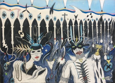 Картина под названием "Carnevale di Venezi…" - Zlatko Hadji Pecov, Подлинное произведение искусства, Акрил
